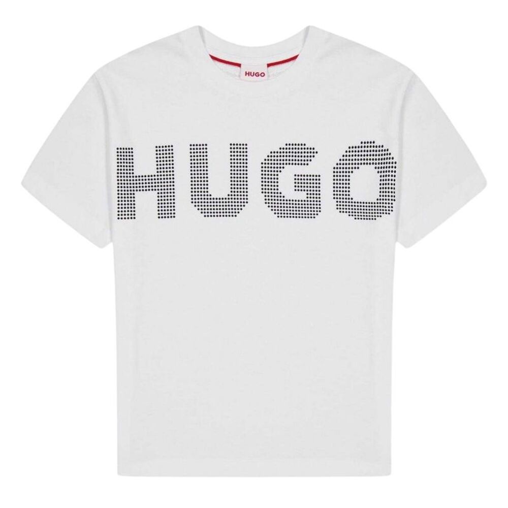Hugo Childrens/Kids Logo Embellished T-Shirt / White